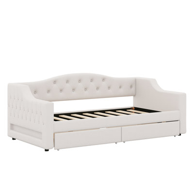 Upholstered Daybed With LED Belt And 2 Drawers