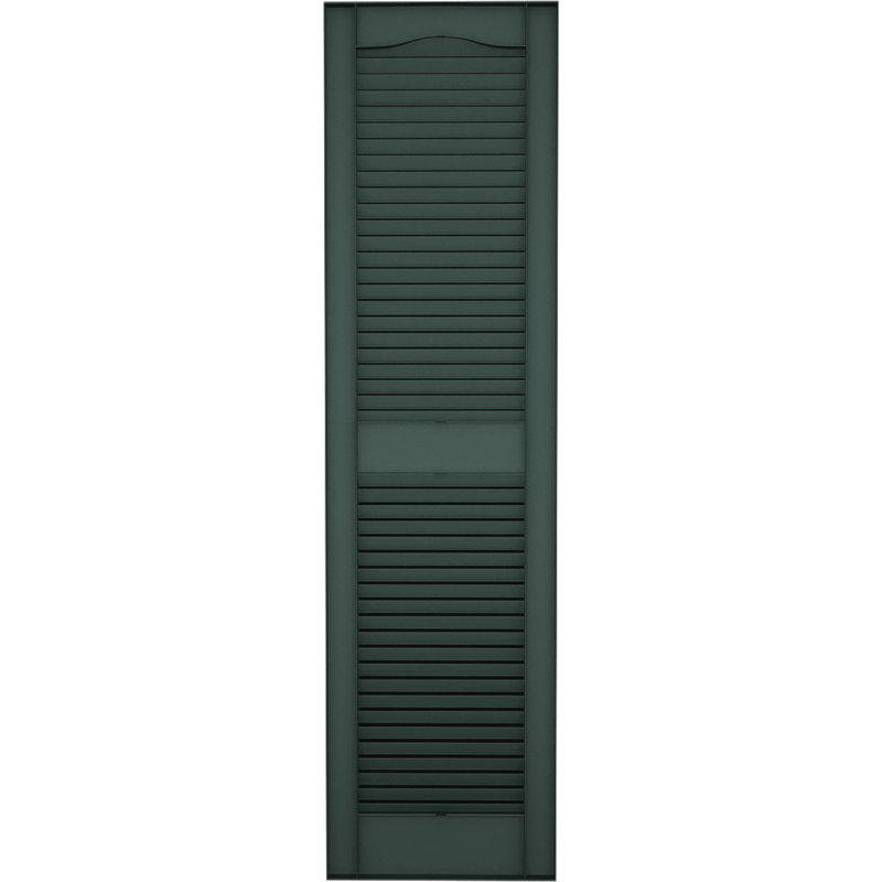 Vinyle à vie, panneau central cathédrale sur mesure, volets à persiennes ouvertes, H 80 po x l 14,5 po x P 1 po, Vert forêt