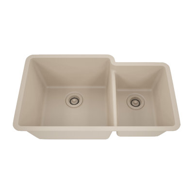 32-Inch Platinum Quartz Composite Drop-in Undermount 60/40 Double Bowl Kitchen Sink -  Lexicon Quartz, LP-6040-B-SO