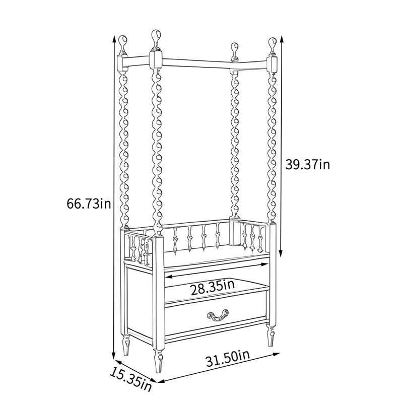 Portemanteaux rétro en bois avec glissières de tiroir lisses