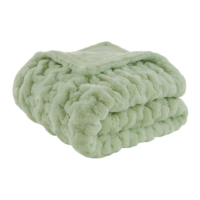 1 PC 50X60" Ruched Throw, Green