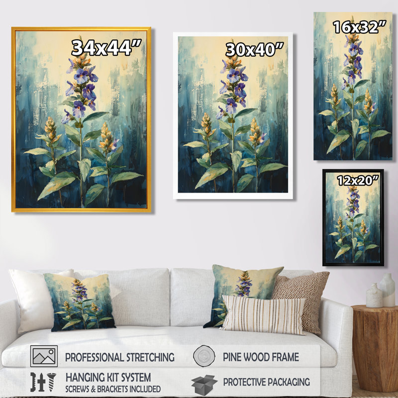 Mulloy - Floral Wall Decor, Black, Single Picture Framed Print, 20" H x 12" W