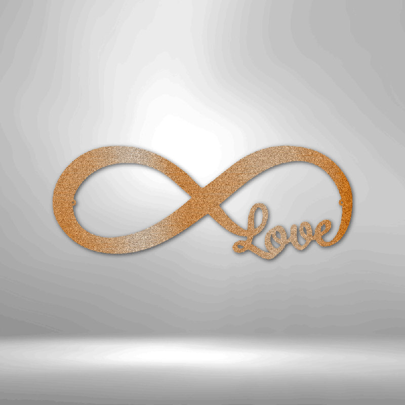 Signe en acier Infinite Love, H 14,25 po x l 14,5 po x P 0,5 po, Cuivre