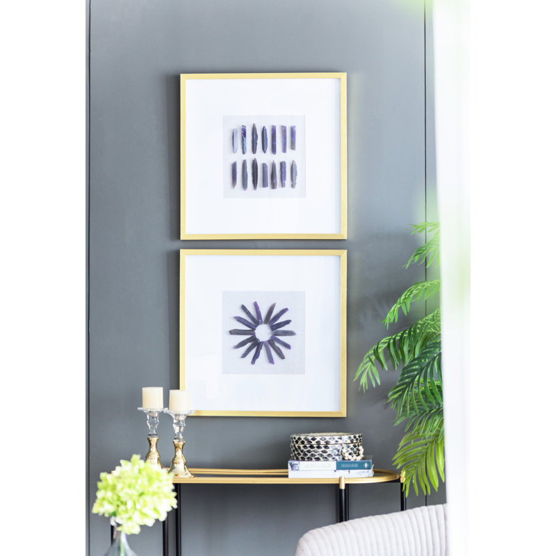 "Grace" Agate mauve, boîtes murales d'ombre, 23,5 po carré, 2 pièces - Rehaussez votre espace avec 40% PS et 15% verre, art carré, motifs de matériaux distincts