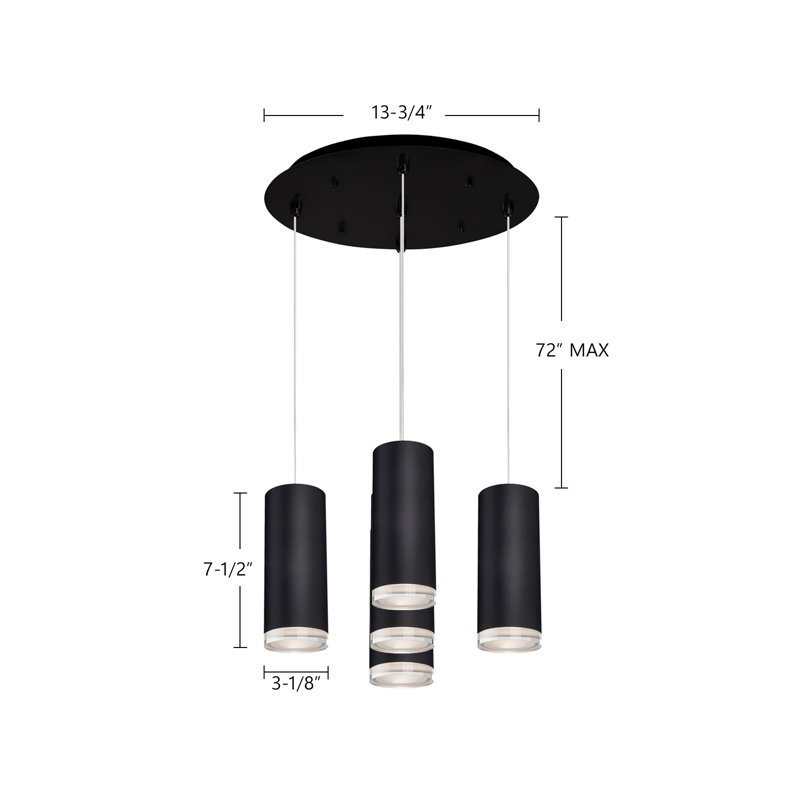 Cameo LED Pendant, Brushed Nickel, 5 Lights, 42 W