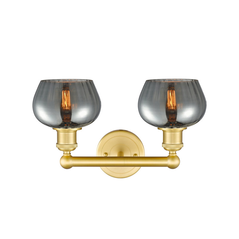 Éclairage pour meuble-lavabo à 2 lumières, Or satiné, Plaqué couleur fumée