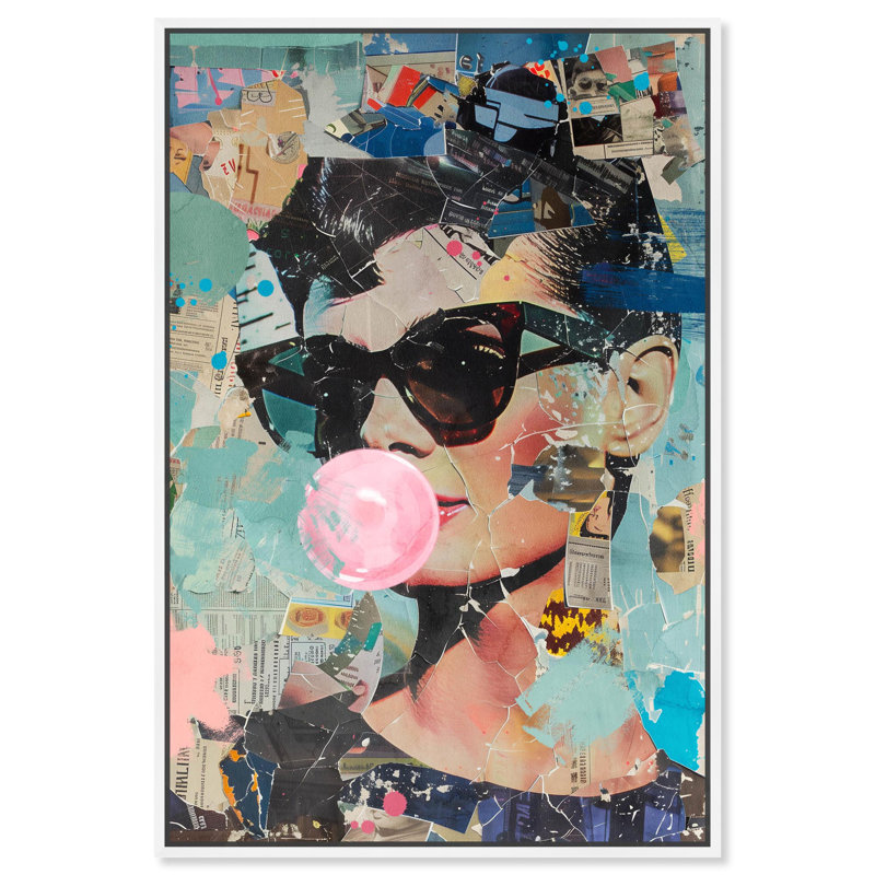 «Stylish Collage Icon Canvas Retro Glam Art Prints» par Art Remedy, Cadre blanc, H 25 po x l 17 po