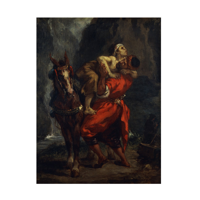 Ferdinand Victor Eugene Delacroix le bon Samaritain, art sur toile, H 19 po x l 14 po