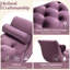 Repose-pieds mauve avec accoudoirs roulés, boutons et 2 coussins cylindriques pour centre de table décoratif