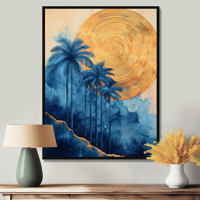 «Cleason Aqua Palm Trees On Golden Tropical Sunrise - Palms», art mural