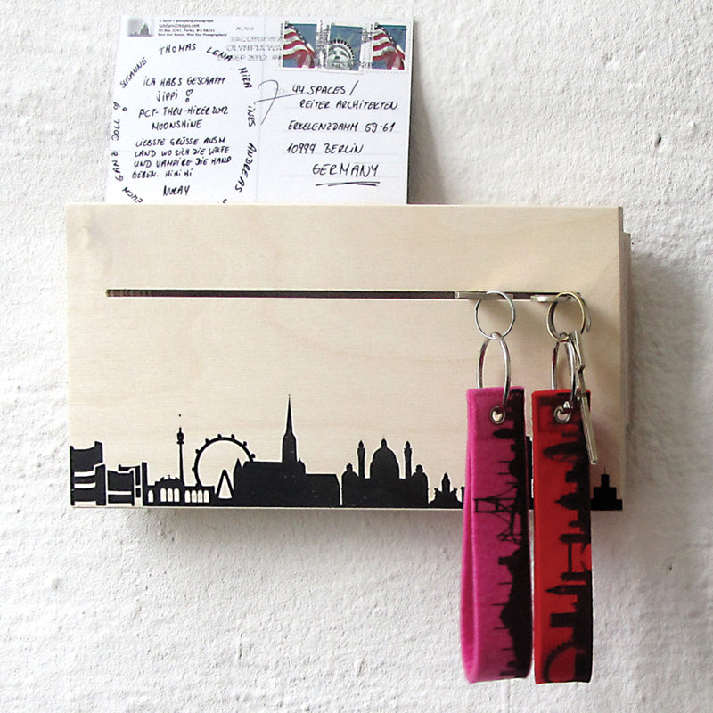 Solid Wood Wall Organizer with Key Hooks