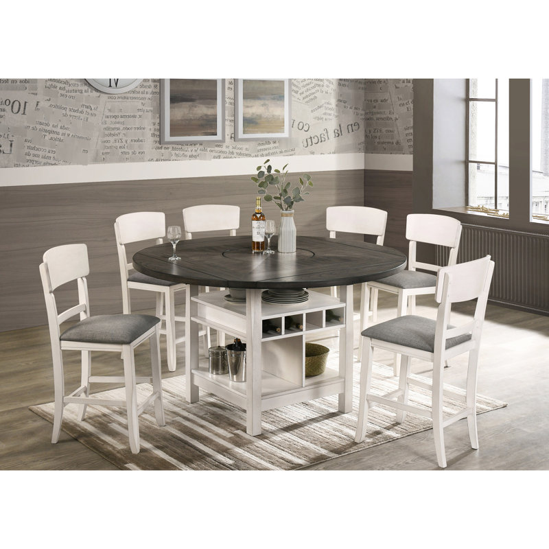 Tabouret de bar transitionnel 2 pièces, hauteur comptoir, finition gris craie, coussin de siège rembourré pour chaises de hauteur bois, siège, dossier courbé moderne