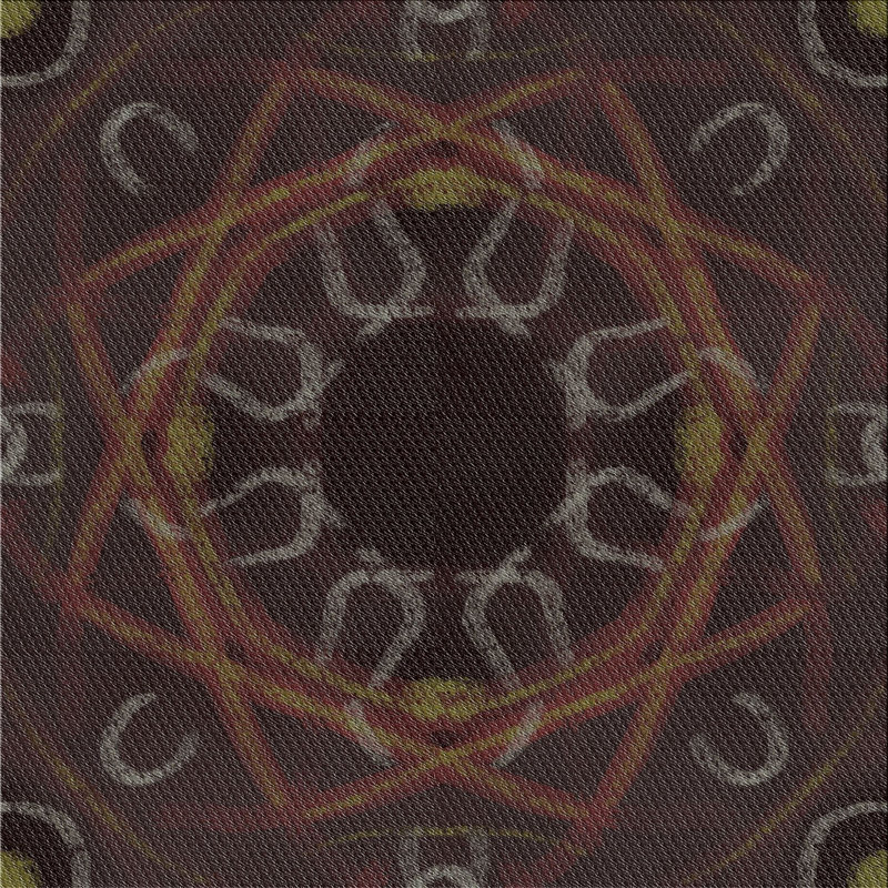 Tapis brun/jaune à motifs, Carré 3 pi