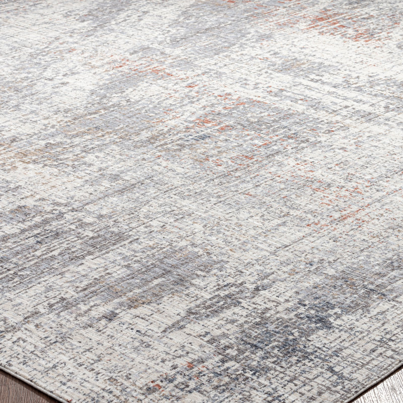 9 Abstract Area Rug in Gray/Ivory, Rectangle 9'6" x 13'
