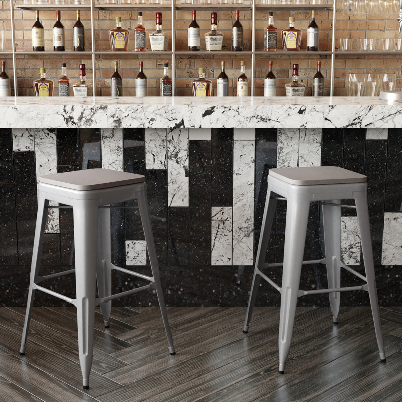Tabouret de bar Bushea, Argent / gris, Tabouret de bar (siège d'une hauteur de 30 po)