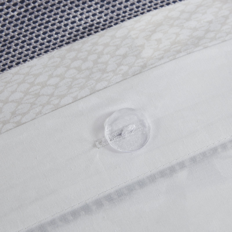 Navy and Gray Cotton Printed Full/Queen Duvet Cover Set with Trims