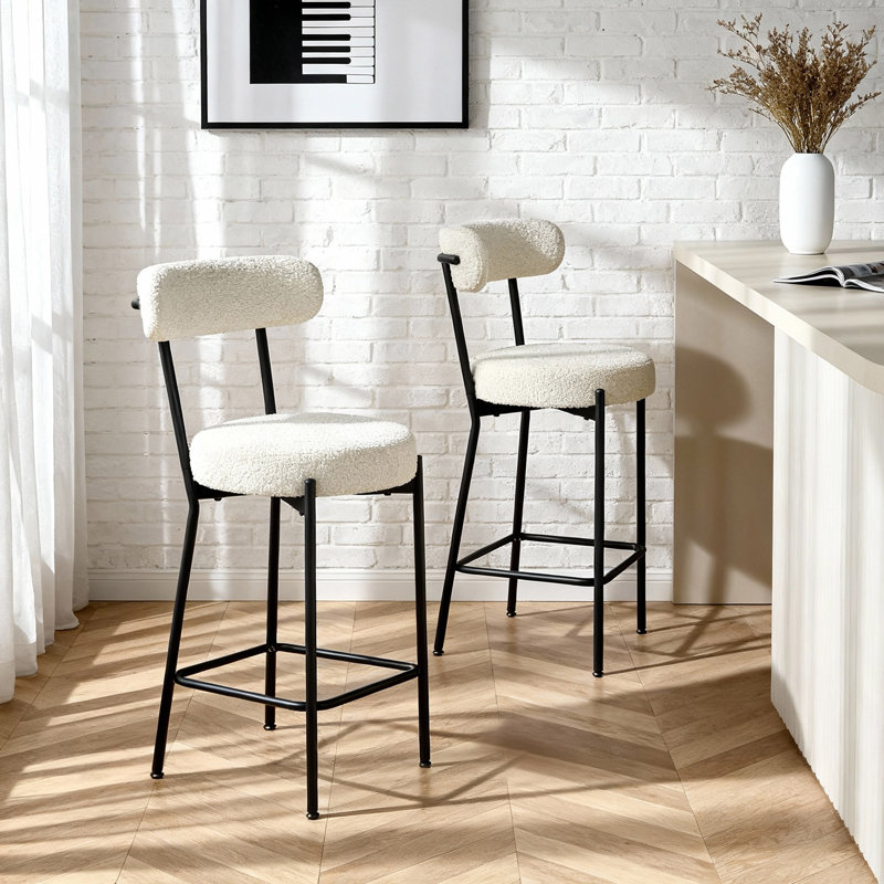 Caroleen Upholstered Counter Stool with Metal Frame