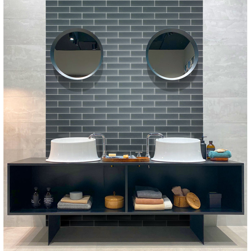 3"X 12" Matte Finished Glass Subway Tile, Dark Gray
