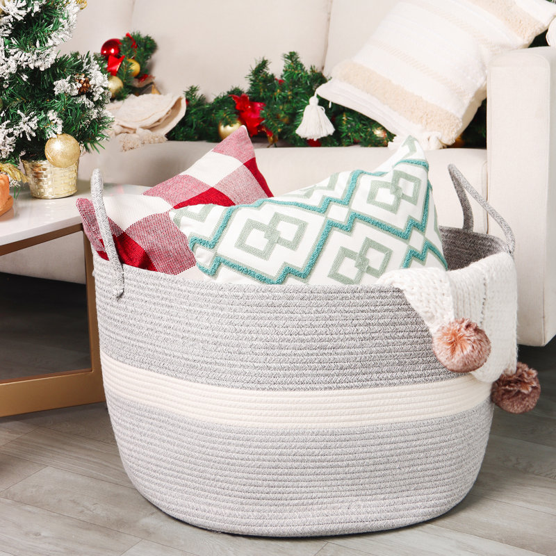 Dovecove Decorative Basket, Taupe, 13.8" H x 21.8" W x 21.8" D