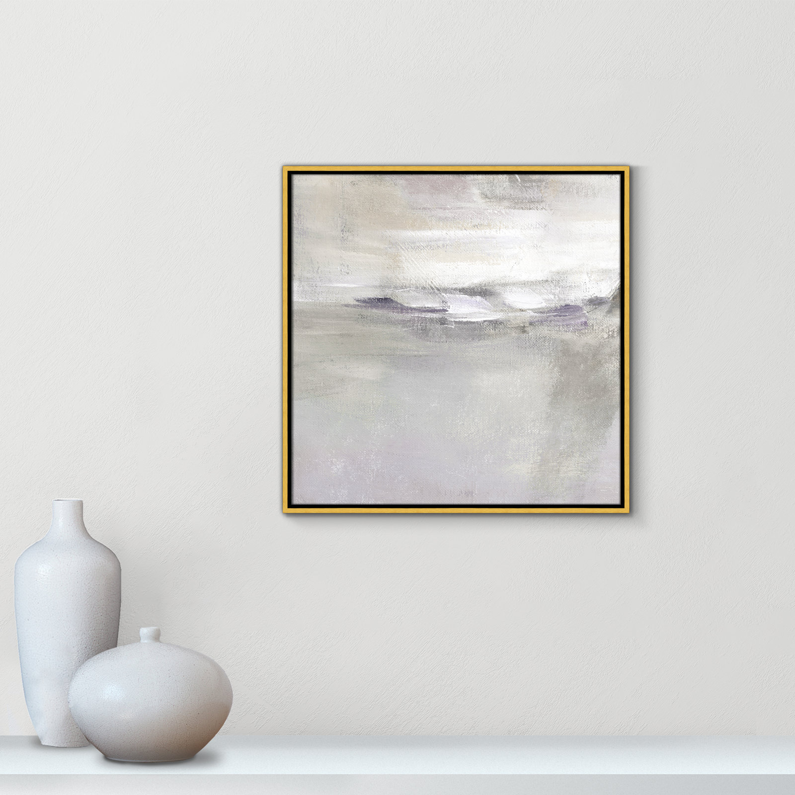 Abbott "Lilac Horizon" Print by Nan, 25.5" H x 25.5" W, Gold Framed