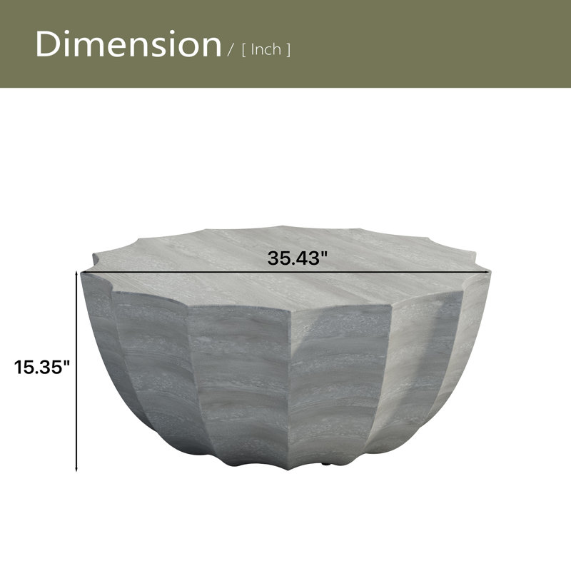 Table basse imperméable 35,43 po moderne pour l'extérieur et l'intérieur, conception en ciment Mgo durable, convient aux terrasses et aux jardins