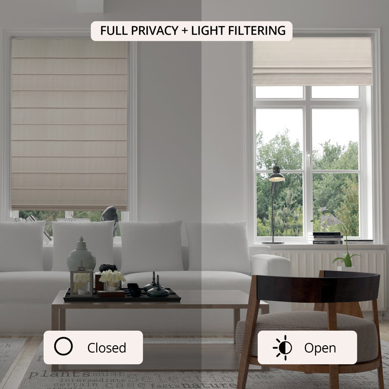 Ridgewood Cream Cordless Fabric Roman Blackout Shade 36" x 72"