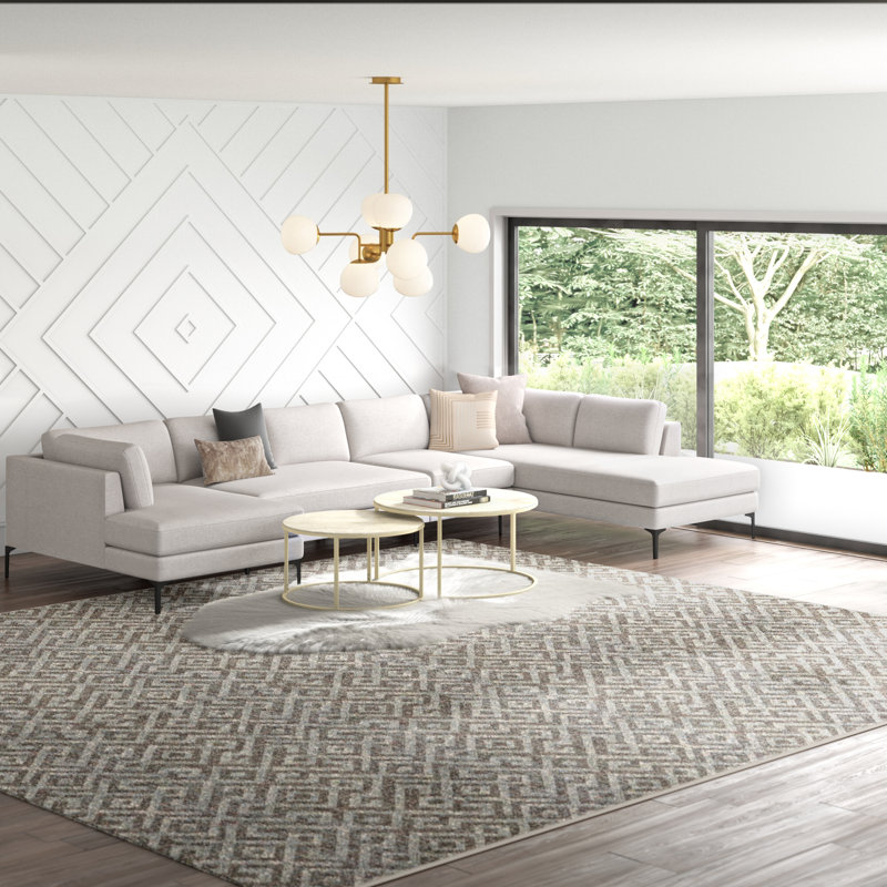 Canapé modulaire de 160 po Defeo, Crème