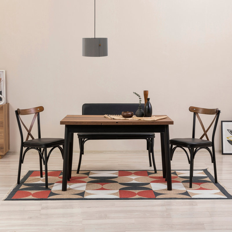 Tekamah 3 - Person Dining Set, Walnut/Black
