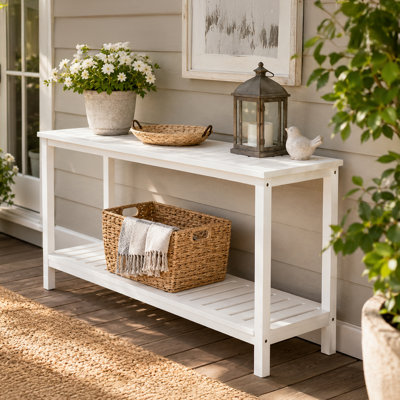 2-Tier Solid Wood Patio Side Table