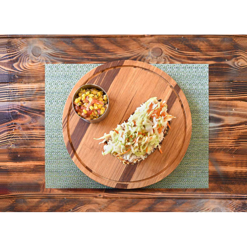 12" Round Reversible Bamboo Cheese Board Set