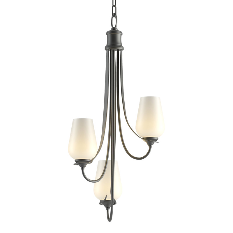 Flora 3 - Light Shaded Classic / Traditional Chandelier, Black, Opal