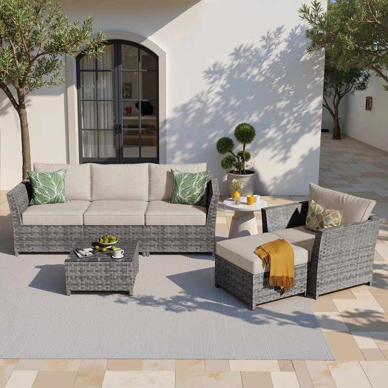 5 - Person Patio Conversation Set, Beige