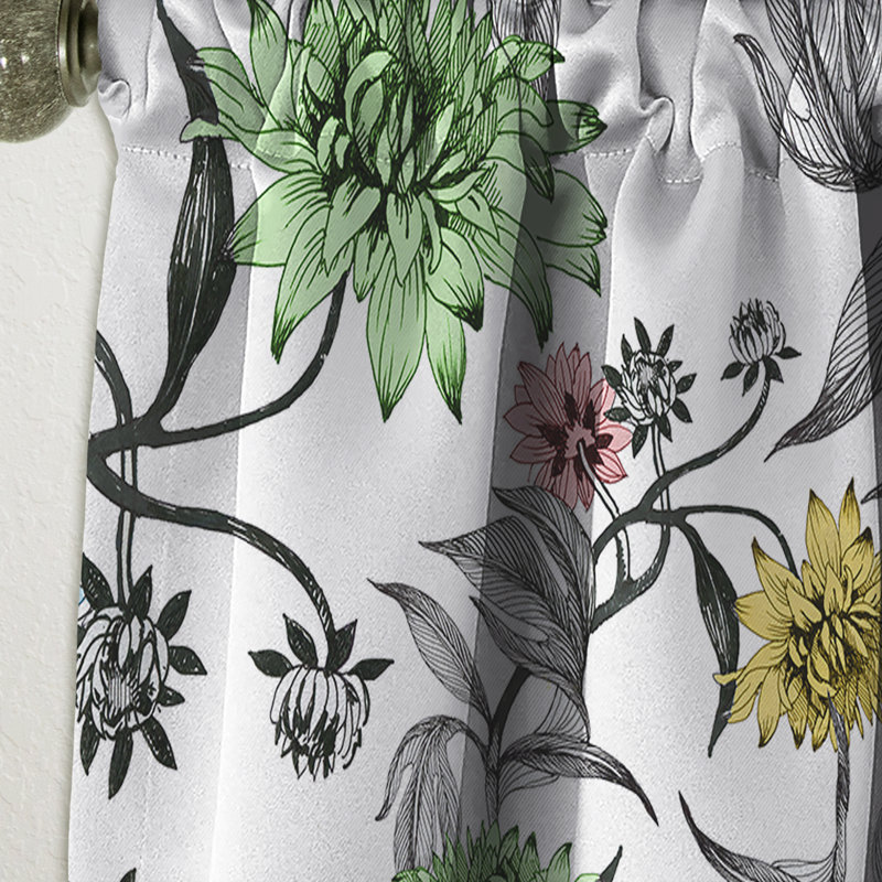 Floral Curtain Panel, Summer Flower Blackout Decor - Summer Flowers, 52" W x 95" L