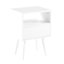 Table d'appoint blanche avec pieds en bois massif et tiroir lisse, moderne pour le salon et la chambre à coucher, L 15,74 po x l 11,61 po H 21,85 po, pieds de chambre faciles à assembler-1470263447