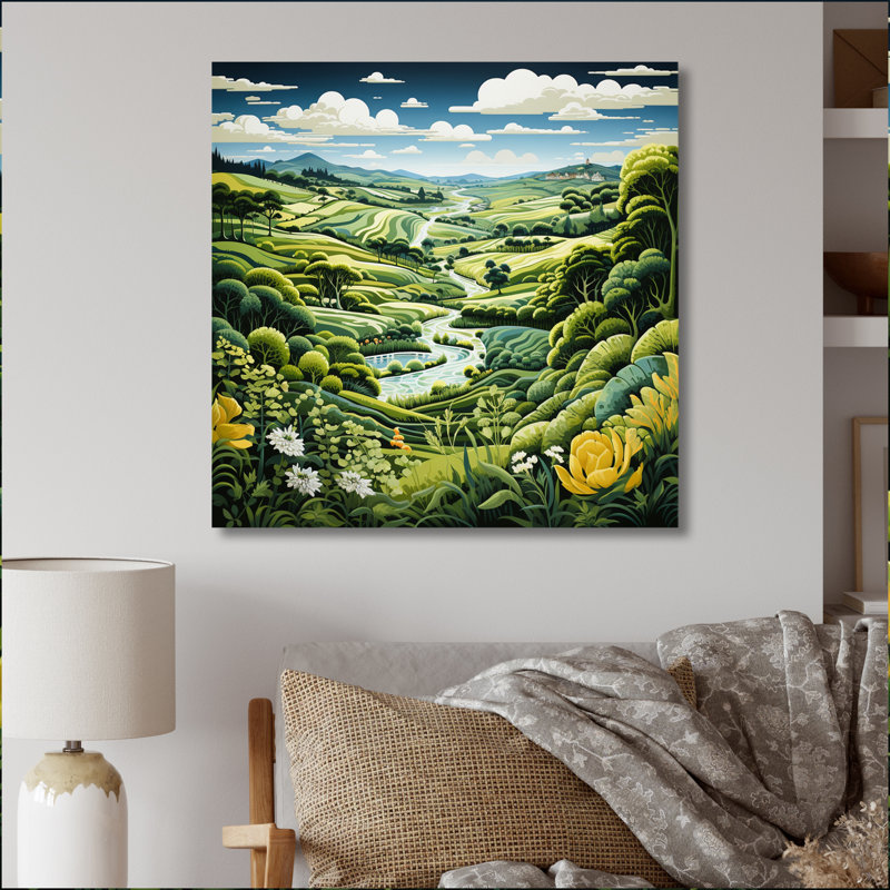 Countryside Green Pastures An I - Landscapes Canvas Wall Art, Toile tendue, H 30 po x l 30 po x P 1 po