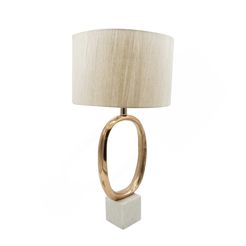 D14x28.5" Oval Cut Out Metal Table Lamp, Cream Linen Shade ,Suit for Bedroom Living Room