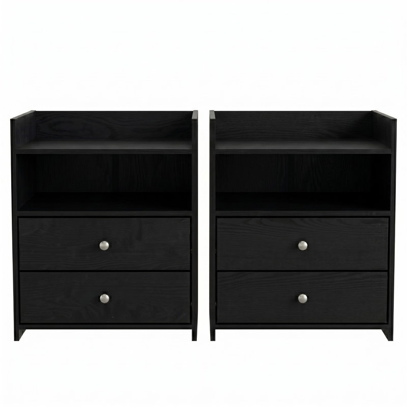 Vail 2 Drawer Nightstand (Set Of 2), Black