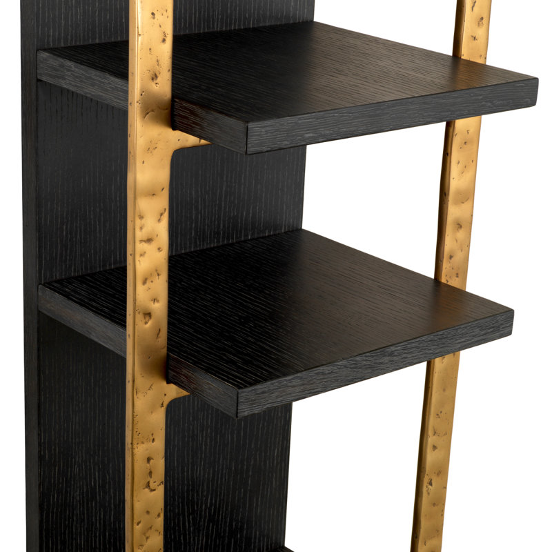 Wall Cabinet Belcanto Charcoal Gray Oak Veneer Brushed Brass Finish