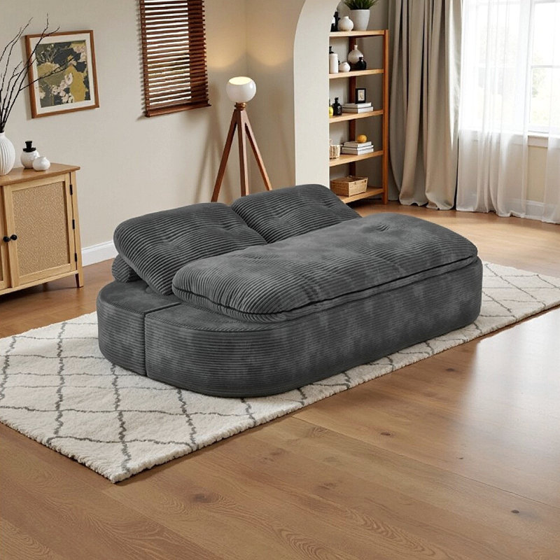 Canapé-lit modulaire convertible 2-en-1, canapé-lit peu encombrant, Gris foncé
