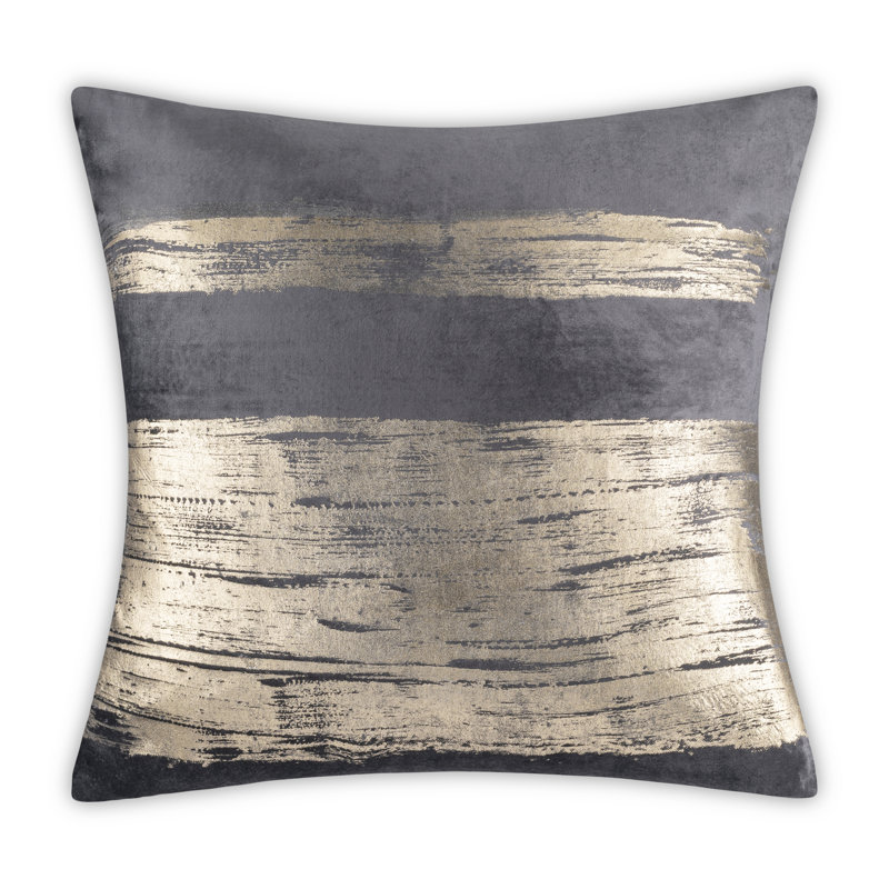 Leyla Abstract Velvet Throw Pillow, Charcoal