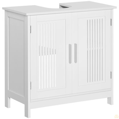 Under Sink Cabinet with 2 Doors, Pedestal Under Sink Bathroom Cupboard, Bathroom Vanity Cabinet with Adjustable Shelves