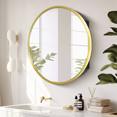 Armoire à pharmacie murale en métal doré avec miroir