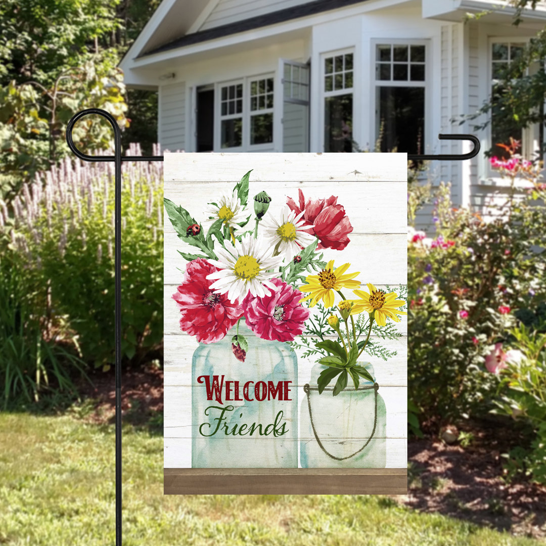Welcome Friends Spring Bouquet Outdoor Garden Flag 12.5" x 18" Northlight Seasonal