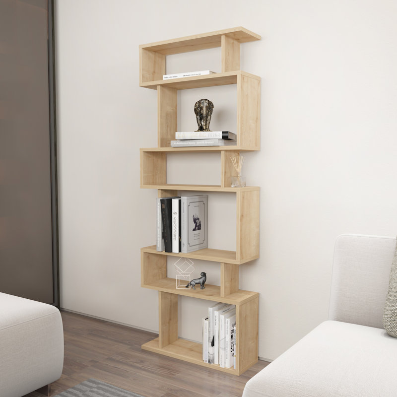 Tovan Geometric Bookcase, Oak