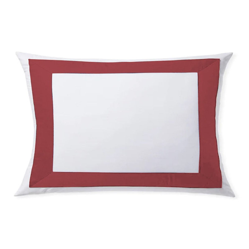 400TC Cotton Sateen Border Frame Duvet Cover Set, White/Burgundy, King Duvet Cover