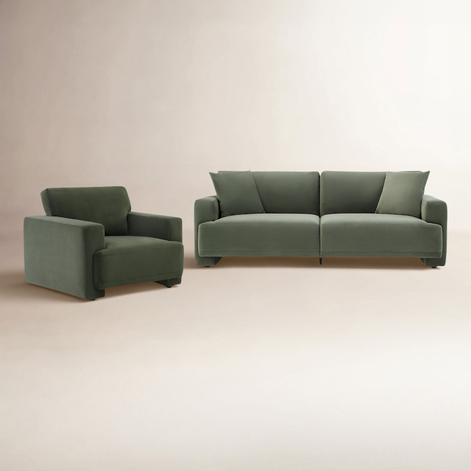 Ives 2-Piece Living Room Set, Soren Olivine Performance Velvet