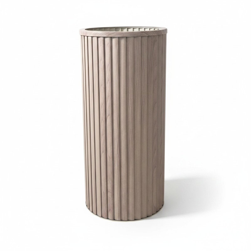 Pot à fleurs rond à colonnes Strata XL, 30.38" H x 14.5" W x 14.5" D, Ash Brown