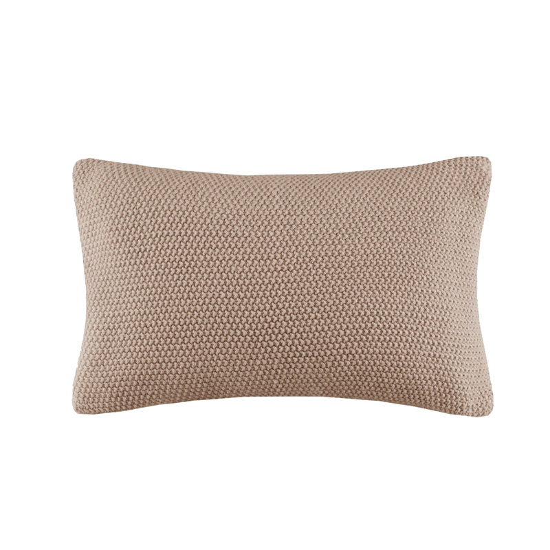 Bree Brown Knit Hidden Zipper Oblong 12x20" Pillow Sham, Brown