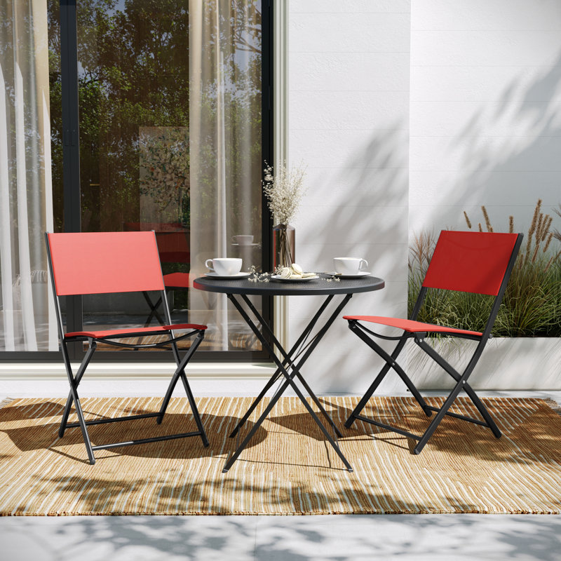 Chaise pliante Aundreia, Noir / rouge