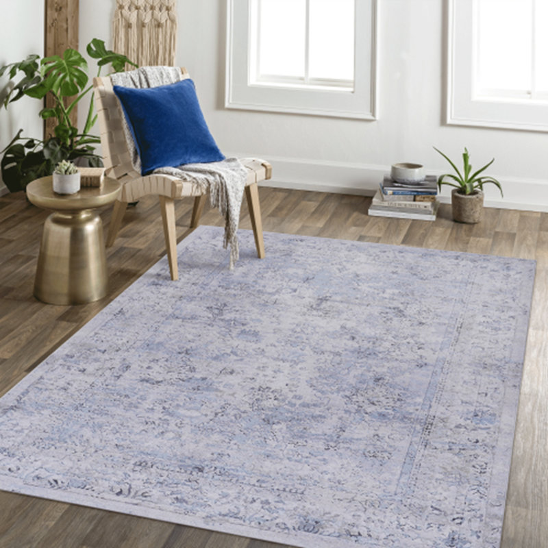 Serene Blue & Cream High-Traffic Area Rug, Rectangle 5' x 8'